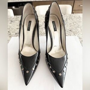 Dolce & Gabbana Black Patent Studded Pointed Pumps